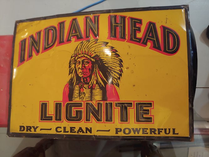 Indian Head Lignite w/logo Metal Sign