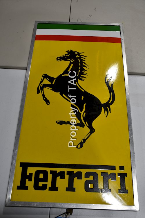 Ferrari w/Prancing Horse Logo Porcelain Sign