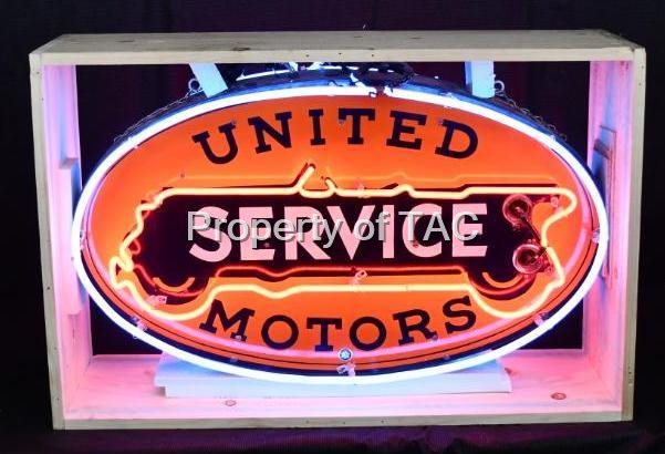 United Motors Service Double-Side Porcelain Neon Sign