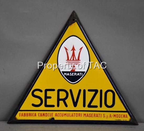 Maserati Servizio w/Trident Logo Porcelain Sign