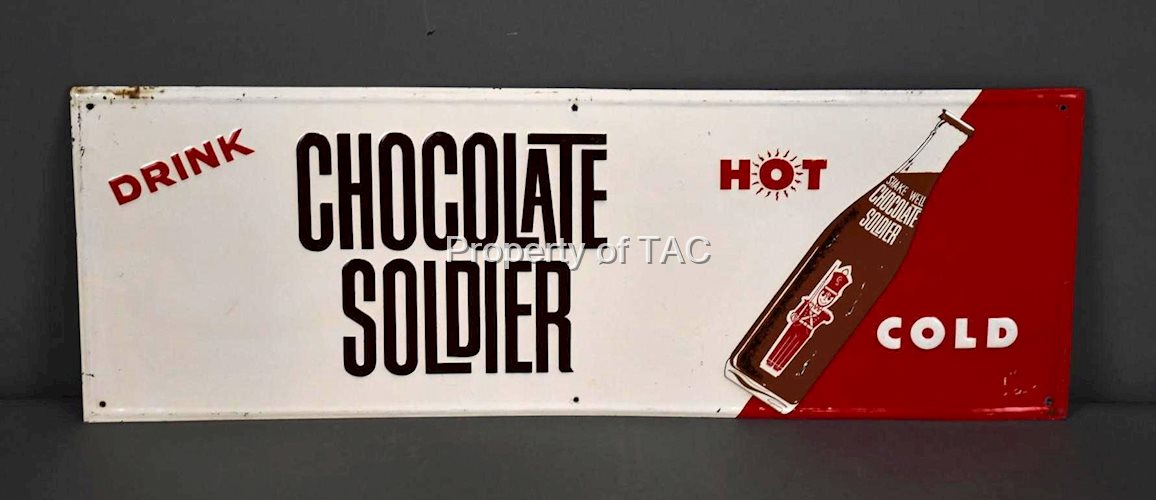 Drink Chocolate Soldier Hot Cold w/Bottle Graphics Metal Sign