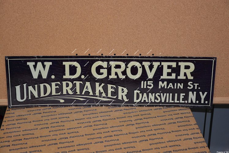 W.D. Grover Undertaker Daville, N.Y. metal sign
