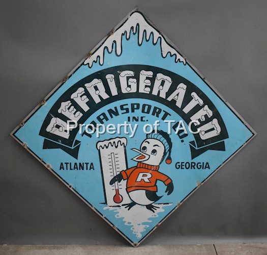 Refrigerated Transport Co. Atlanta Georgia w/Penguin Logo Metal Truck Sign
