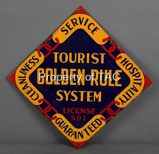Tourist Golden Rule System Porcelain Sign