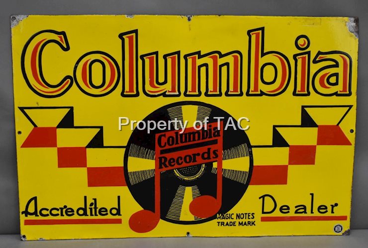 Columbia Records Accredited Dealer Porcelain Sign