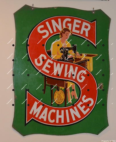 Singer Sewing Machine w/lady sewing Porcelain