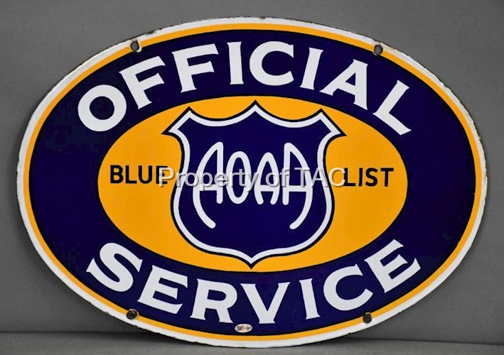 Blue List AOAA Official Service Porcelain Sign