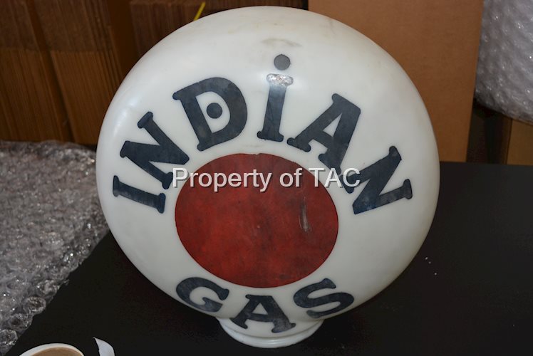 Indian Gas w/Red Dot Logo OPB Milk Glass Globe Body