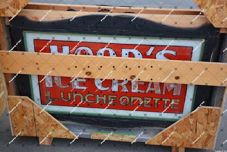 Hood Ice Cream Luncheonette repainted lighted sign
