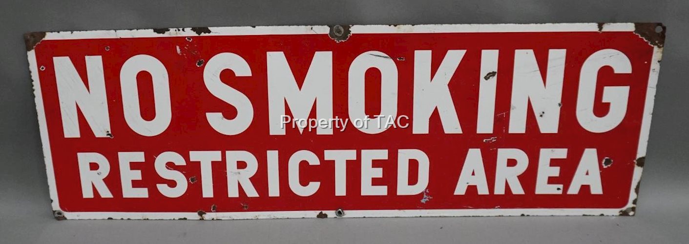 No Smoking Restricted Area Porcelain Sign