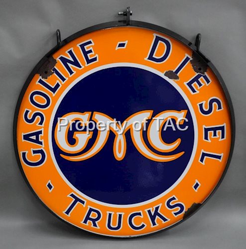 GMC Gasoline-Diesel Trucks Porcelain Sign