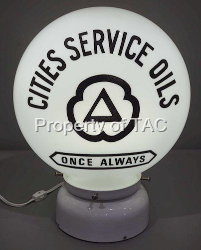 Rare Size Cities Service Oils Once-Always OPE Milk Glass Globe
