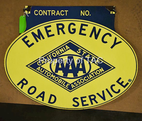 California AAA Emergency Road Service Porcelain Sign