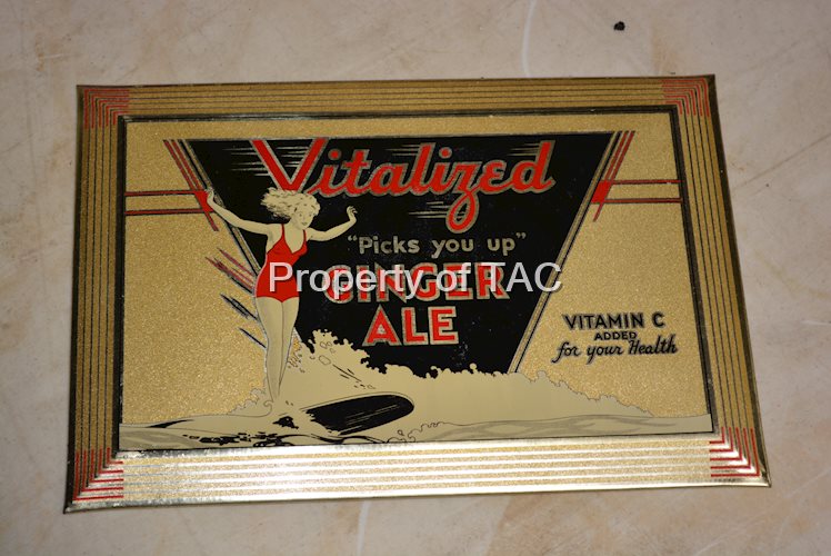 Vitalized "Picks you up" Ginger Ale w/Surfer Girl Metal Sign
