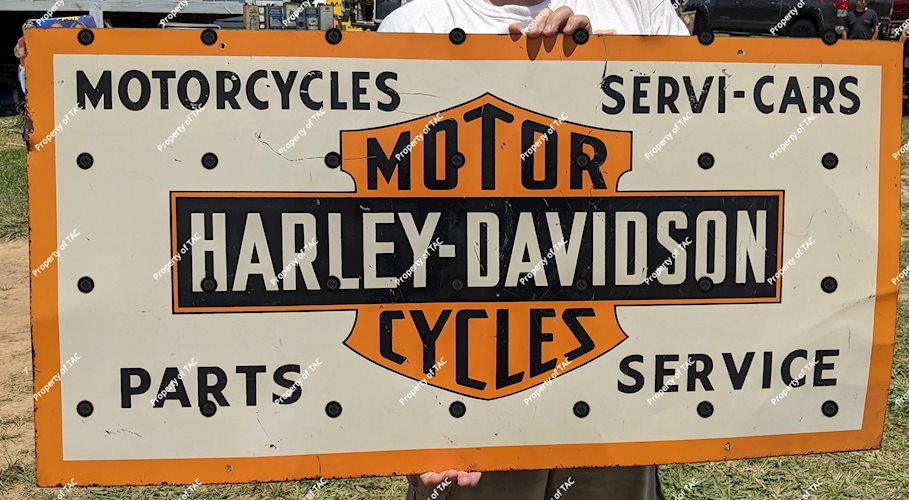 Harley Davidson Motorcycles Servi Cars Parts Service Double Sided Tin Sign