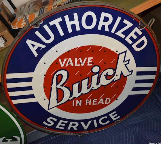 Buick Valve in Head Authorized Service porcelain sign