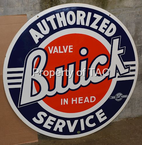 Buick (outlined) Valve in Head Authorized Service Porcelain sign