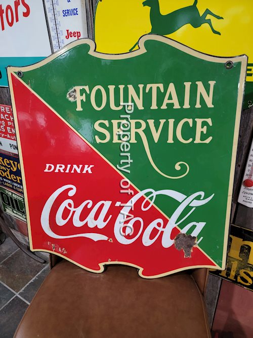 Drink Coca-Cola Fountain Service Porcelain Sign