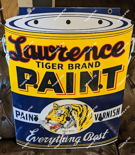 Lawrence Tiger Brand Paint Varnish Everything Best Double Sided  Porcelain Sign