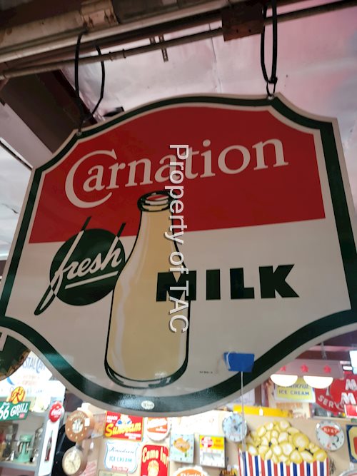Carnation Fresh Milk w/Bottle Metal Sign