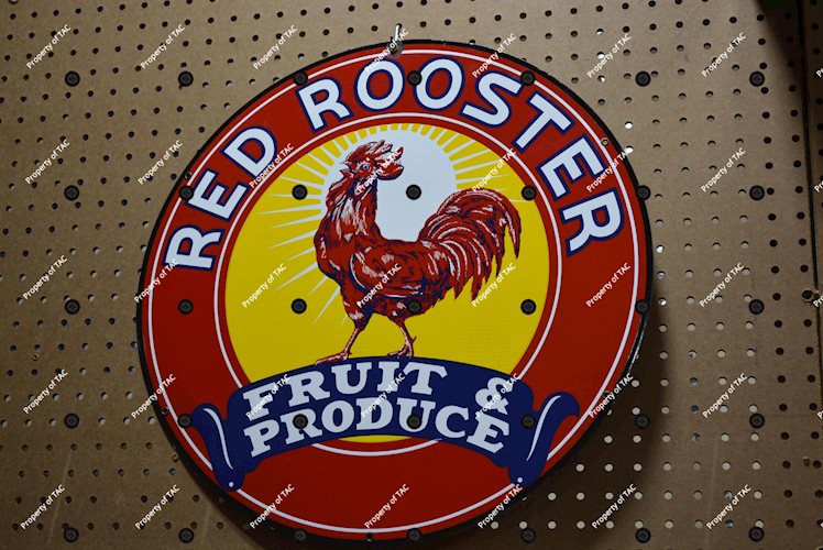 Red Rooster Fruit & Produce Porcelain Sign