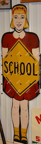 School Girl Crossing Guard metal sign
