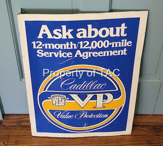 Cadillac VP Value Protection Double Sided Tin Flange Sign