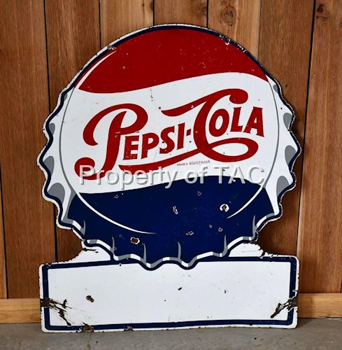 Pepsi-Cola w/Bottle Cap Logo Keyhole Porcelain Sign