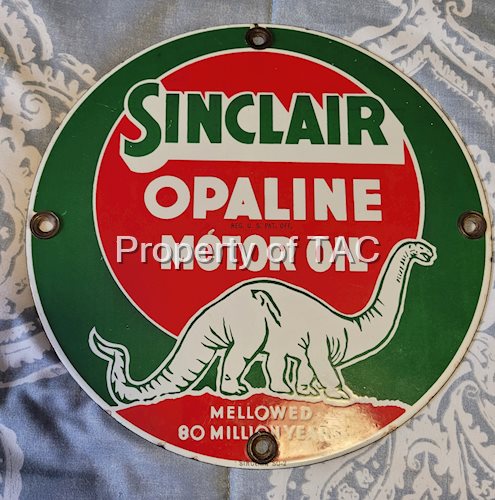 Sinclair Opaline Motor Oil "White Dino" Porcelain Sign