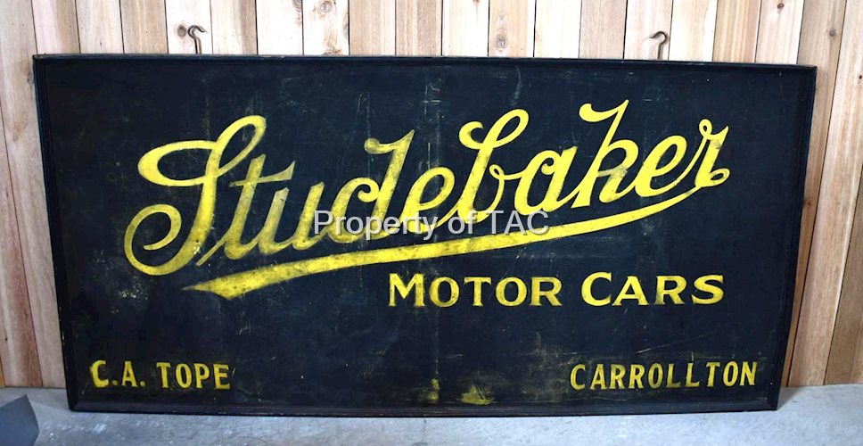 Studebaker Motor Cars C.A. Tope Carrollton Metal Smaltz Painted Sign