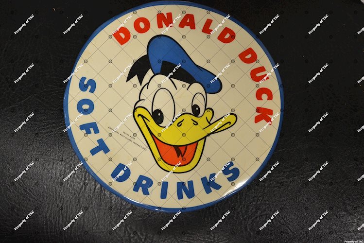 Donald Duck Soft Drinks button sign
