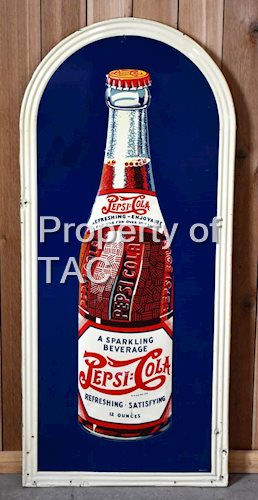 Rare Pepsi:Cola "A Sparkling Beverage" w/Bottle Metal Sign