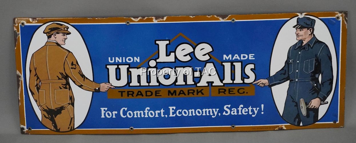Lee Union-Alls w/Images Porcelain Sign