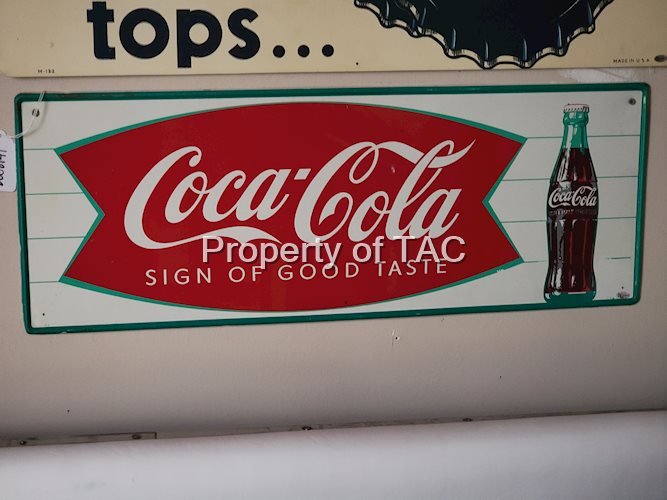 Coca-Cola "Sign of Good Taste" w/Bottle Metal Sign