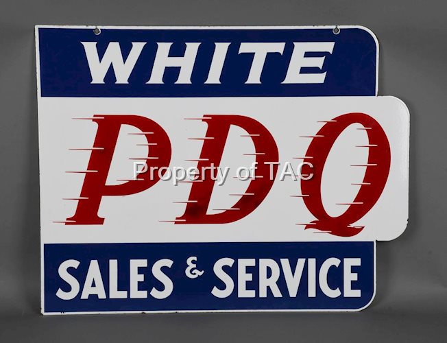 White (truck) PDQ Sales & Service Porcelain Sign