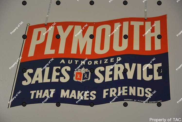 Plymouth Authorized Sales Service that makes friends" sign"