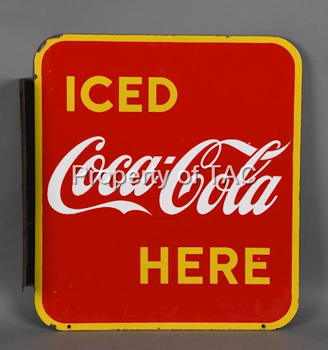 Coca-Cola Ice Here Porcelain Flange Sign