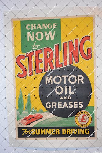 Change Now to Sterling Motor Oil & Greases w/car poster