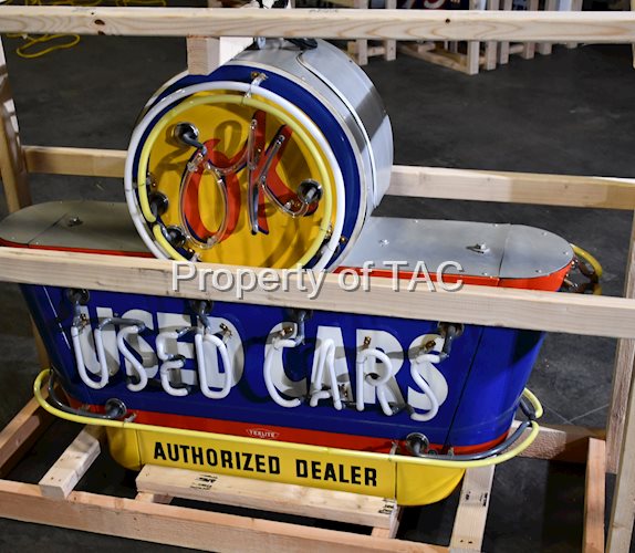 (Chevrolet) Ok Used Cars Authorized Dealer Porcelain Neon Sign