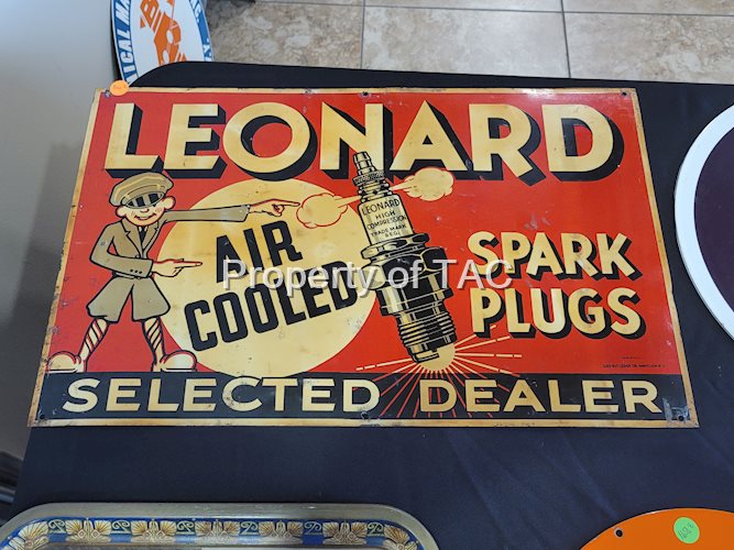 Leonard Spark Plugs w/Logo Metal Sign