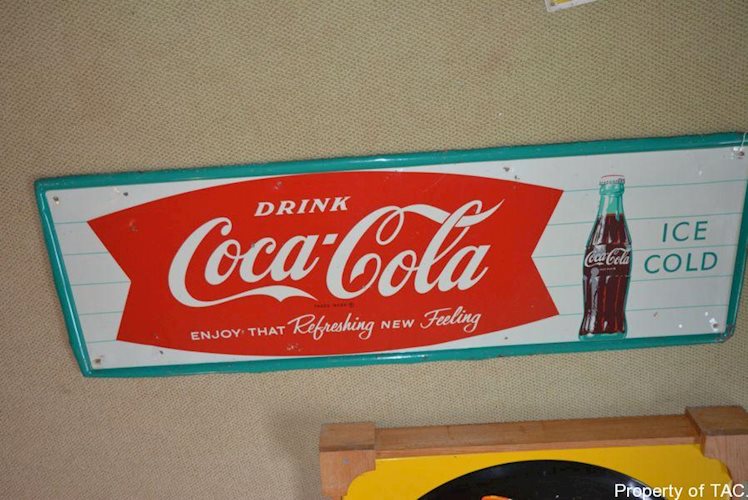 Drink Coca-Cola w/fish tail & bottle logo sign,