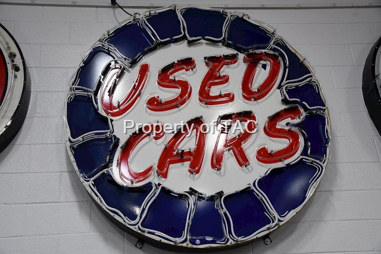 Used Cars Porcelain Sign w/neon added