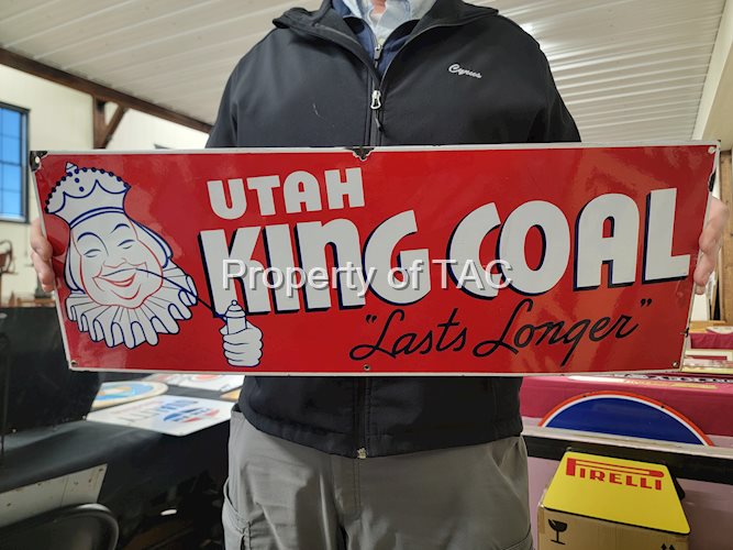 Utah King Coal  "Last Longer" w/Logo Porcelain Sign