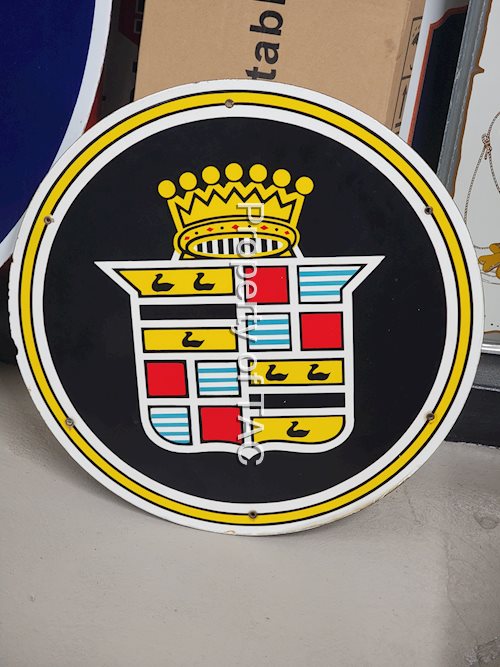 (Cadillac) w/Crest Logo Porcelain Sign