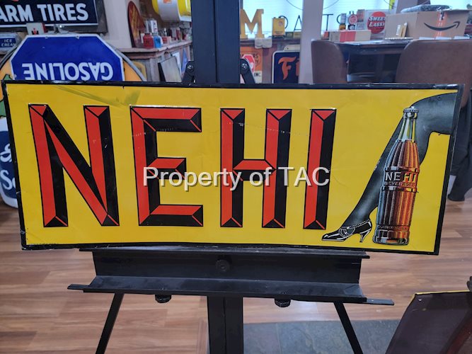 Nehi w/Leg & Bottle Logo Metal Sign