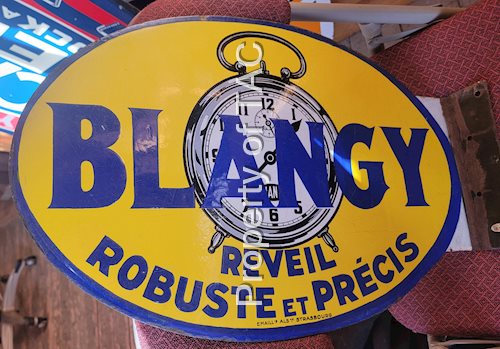 Blangy w/Clock Logo Porcelain Flange Sign