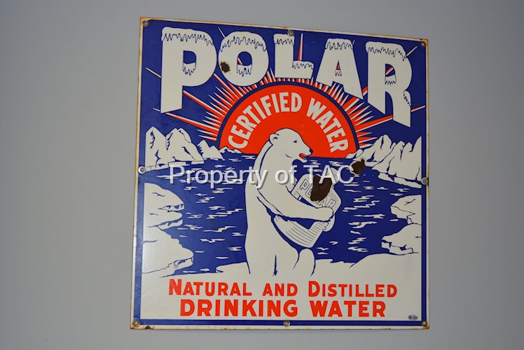 Polar Certified Water w/Polar Bear Logo Porcelain Sign