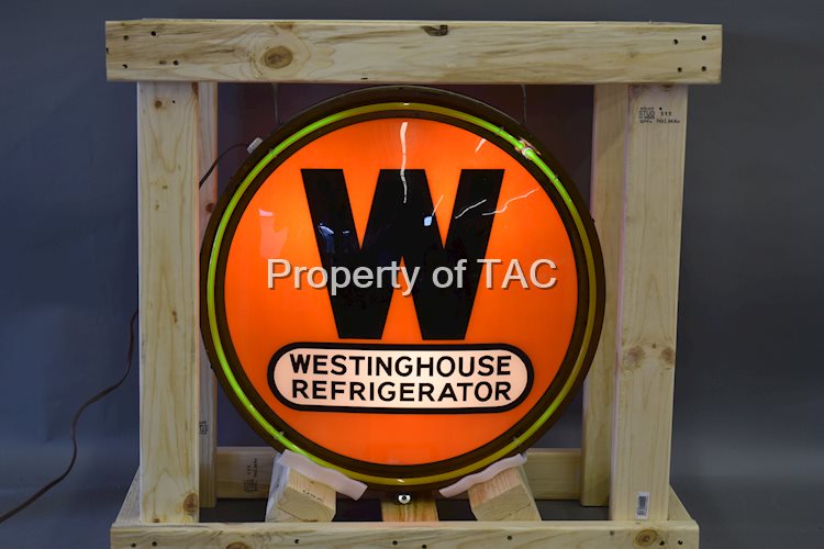Westinghouse Refrigerator w/W Logo Lighted Neon Glass Sign