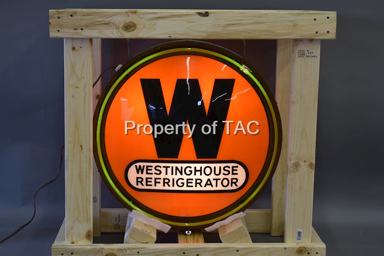 Westinghouse Refrigerator w/W Logo Lighted Neon Glass Sign