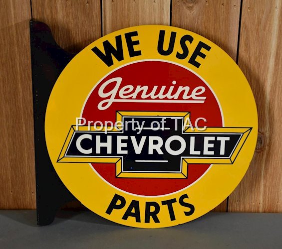 We Use Genuine Chevrolet Parts Metal Flange Sign